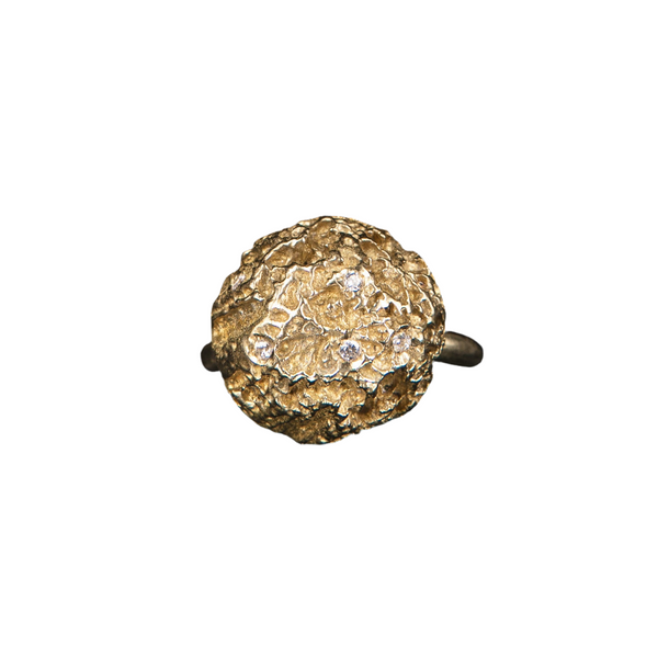 RING SMALL BALL & ZIRCONS GOLD BRONZE