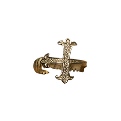 LILY CROSS RING GOLD BRONZE