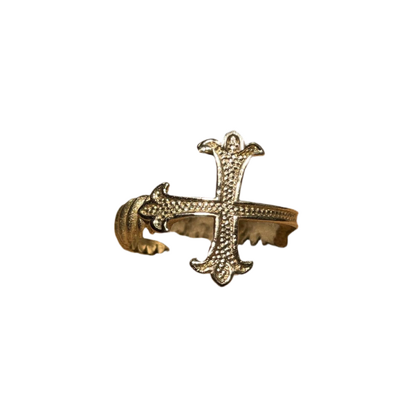 LILY CROSS RING GOLD BRONZE