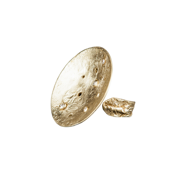 RING MOON GOLD BRONZE WITH ZIRCONS