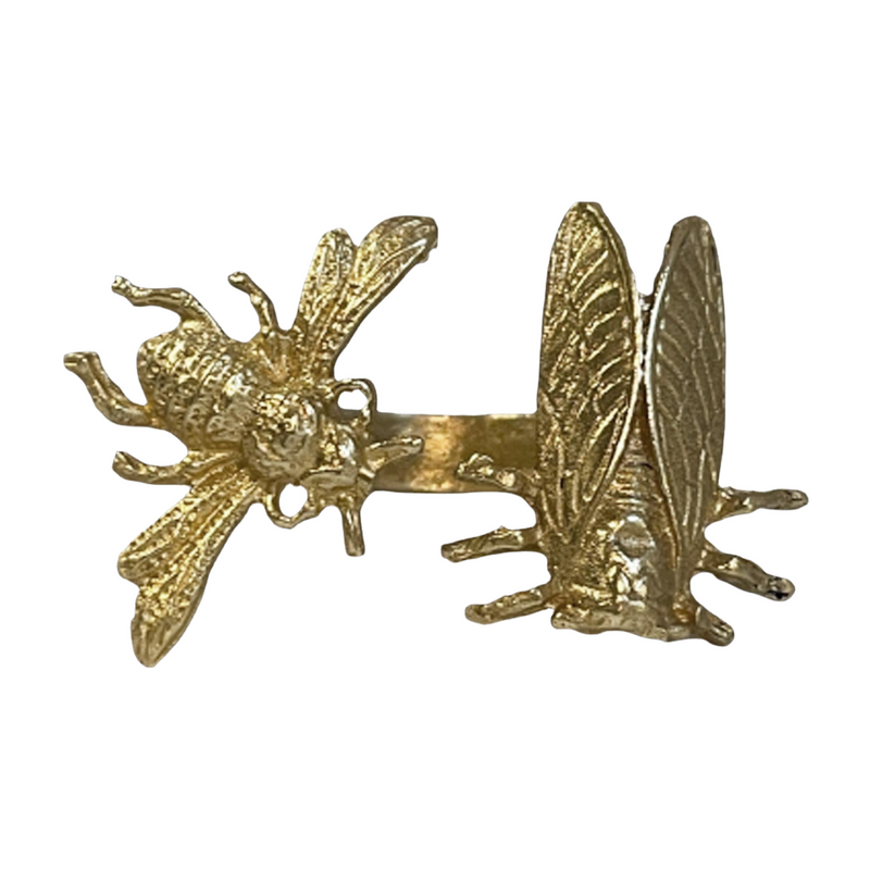 BUMBLEBEE & CICADA RING GOLD BRONZE