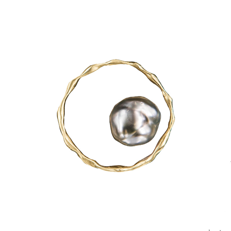 PLANET GREY KEISHI PEARL RING GOLD BRONZE