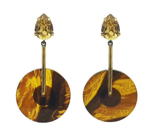 EARRINGS GOLD BRONZE PLEXI CHUPA CHUPA SPOTTED