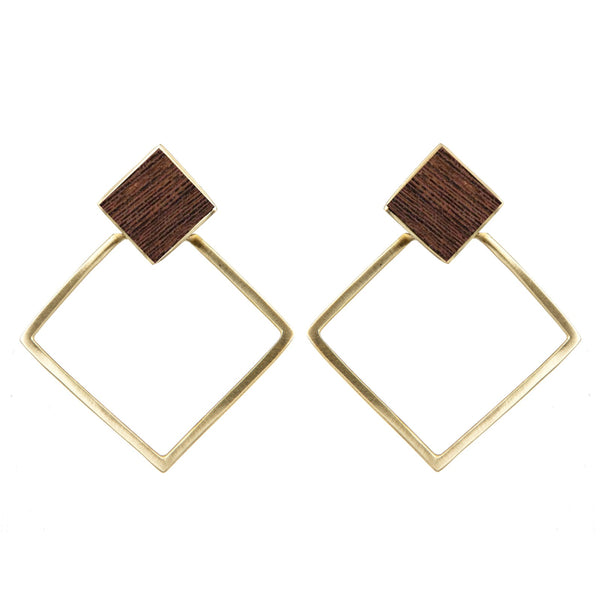 EARRINGS CUBE WENGE