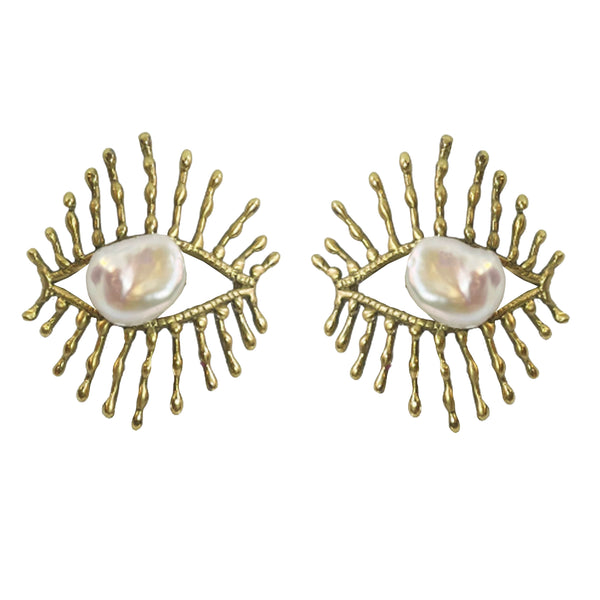 EYELASH  KEISHI GOLD BRONZE EARRINGS